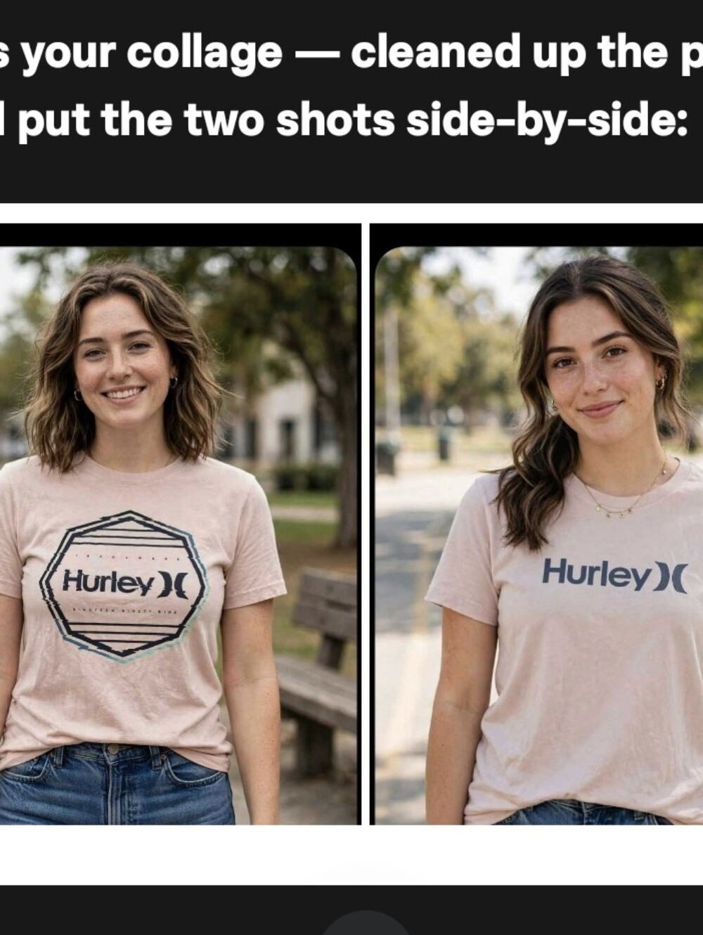 2 Hurley Pink Graphic Logo T-Shirt - Women's Casual Tee